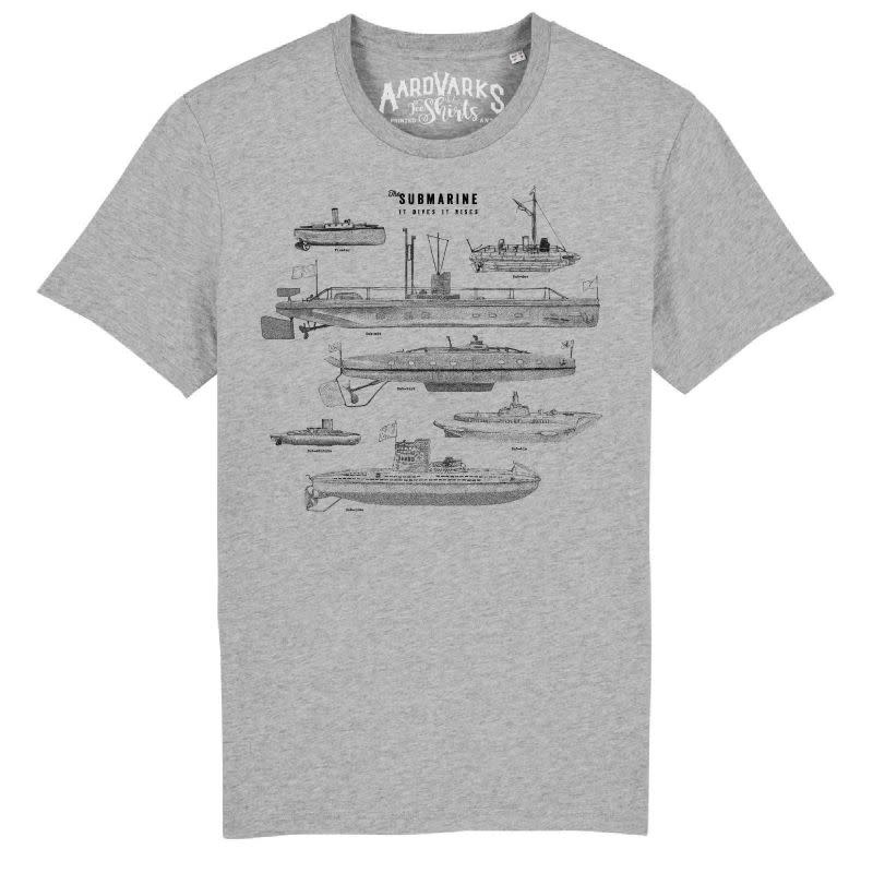 aardvarksofanarchy-t-shirt-submarines-grey.jpg Aardvarks of Anarchy - T-shirt, submarines, grey melange - Afbeelding 1