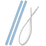 Minikoioi - Flexi straws (2pcs+brush), Blue