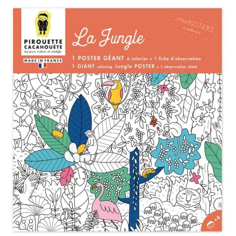 pc-poster-a-colorier-jungle.jpg Pirouette Cacahouete - Mes posters a colorier, la jungle - Afbeelding 1